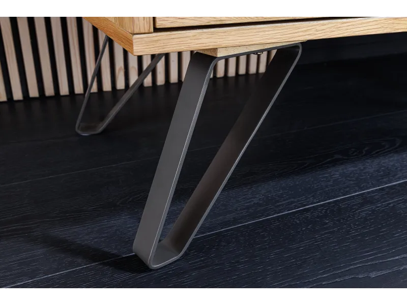 Meuble TV Living Edge 160 cm chêne sauvage — pieds noirs design