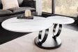 Table basse Dancing Rings pivotante céramique marbre blanc 80-135 cm