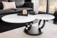 Table basse Dancing Rings pivotante céramique marbre blanc 80-135 cm