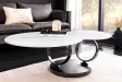 Table basse Dancing Rings pivotante céramique marbre blanc 80-135 cm