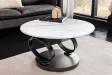 Table basse Dancing Rings pivotante céramique marbre blanc 80-135 cm