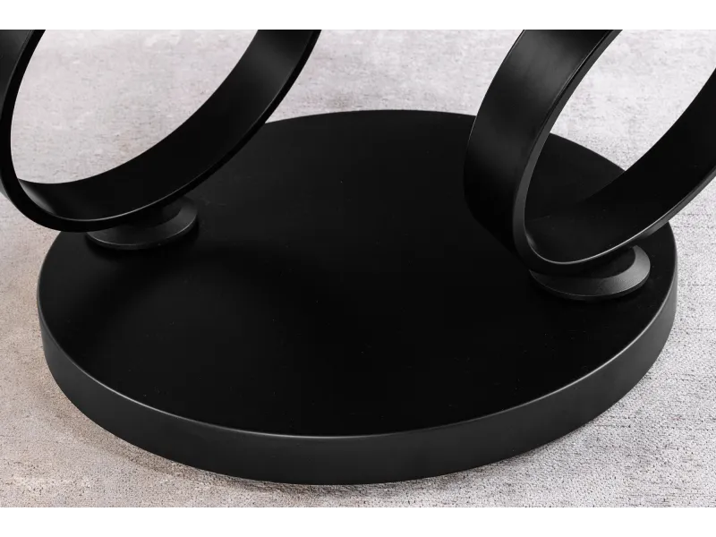 Table basse Dancing Rings pivotante céramique marbre blanc 80-135 cm