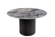 Table ronde Unique 120 cm — céramique effet marbre gris, pied noir