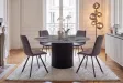 Table ronde Unique 120 cm — céramique effet marbre gris, pied noir