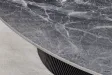 Table ronde Unique 120 cm — céramique effet marbre gris, pied noir