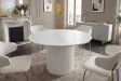 Table ronde Unique 120 cm — céramique effet marbre blanc, pied blanc