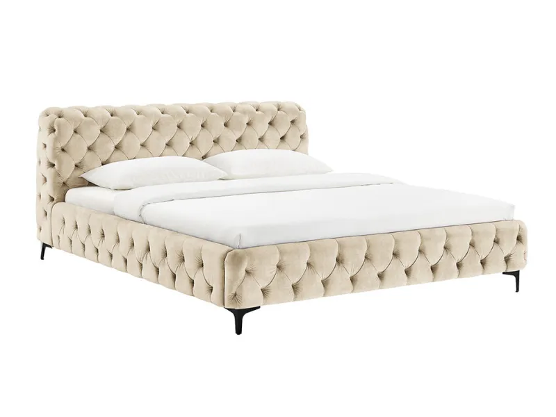 Lit Modern Barock 180x200 cm velours champagne — style Chesterfield