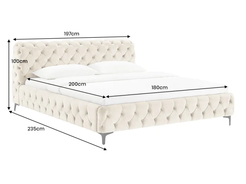 Lit Modern Barock 180x200 cm velours champagne — style Chesterfield