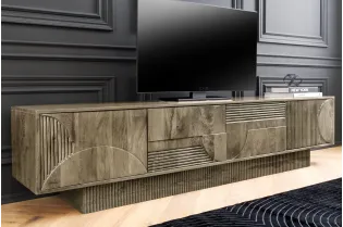 Meuble TV Art Déco manguier massif 200 cm gris — Adeniahome