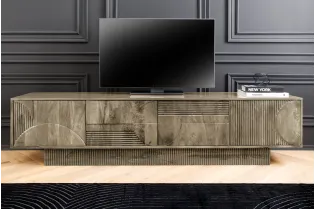 Meuble TV Art Déco manguier massif 200 cm gris — Adeniahome 2