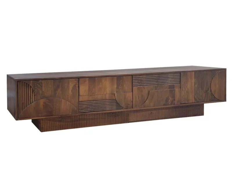 Meuble TV Art Déco manguier massif 200 cm brun — Adeniahome