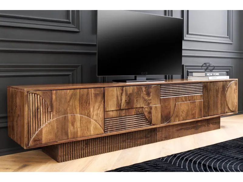 Meuble TV Art Déco manguier massif 200 cm brun — Adeniahome