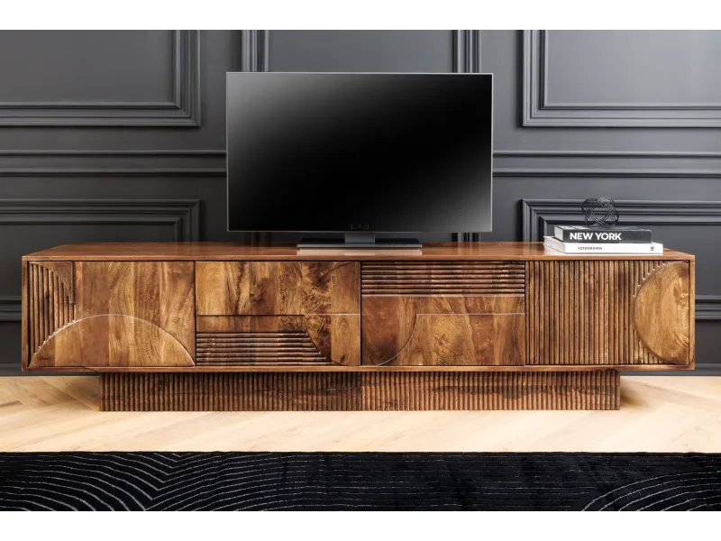 Meuble TV Art Déco manguier massif 200 cm brun — Adeniahome