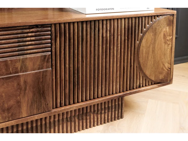 Meuble TV Art Déco manguier massif 200 cm brun — Adeniahome
