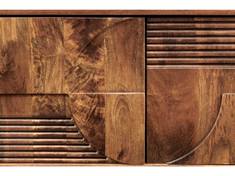 Meuble TV Art Déco manguier massif 200 cm brun — Adeniahome