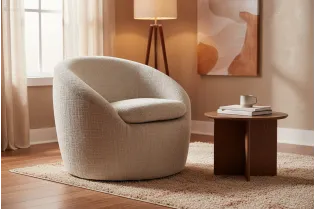 Fauteuil pivotant Alpine tissu texturé beige — Adeniahome