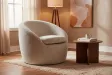 Fauteuil pivotant Alpine tissu texturé beige — Adeniahome