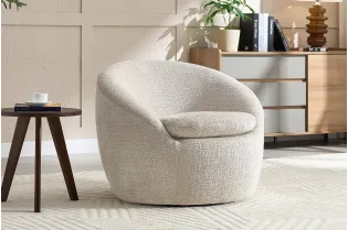 Fauteuil pivotant Alpine tissu texturé beige — Adeniahome 2