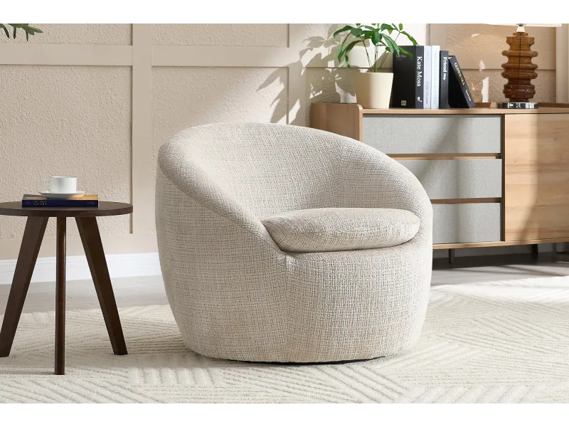 Fauteuil pivotant Alpine tissu texturé beige — Adeniahome