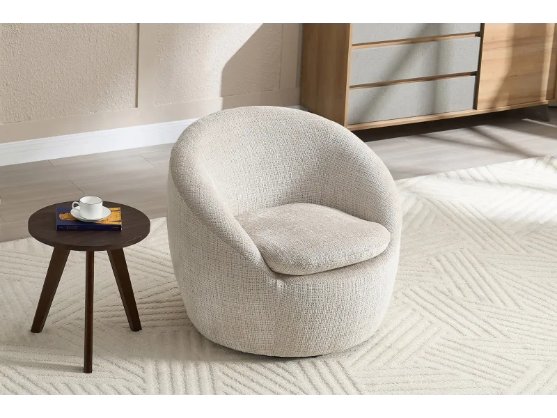 Fauteuil pivotant Alpine tissu texturé beige — Adeniahome