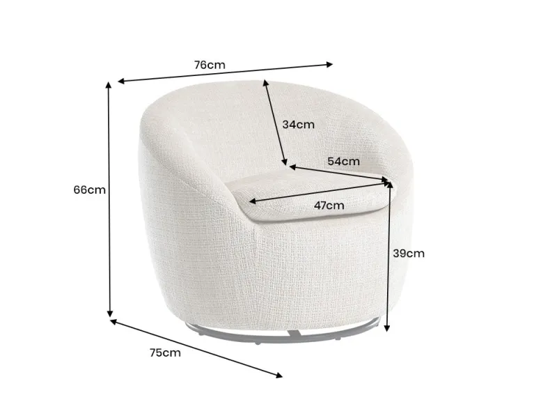 Fauteuil pivotant Alpine tissu texturé beige — Adeniahome