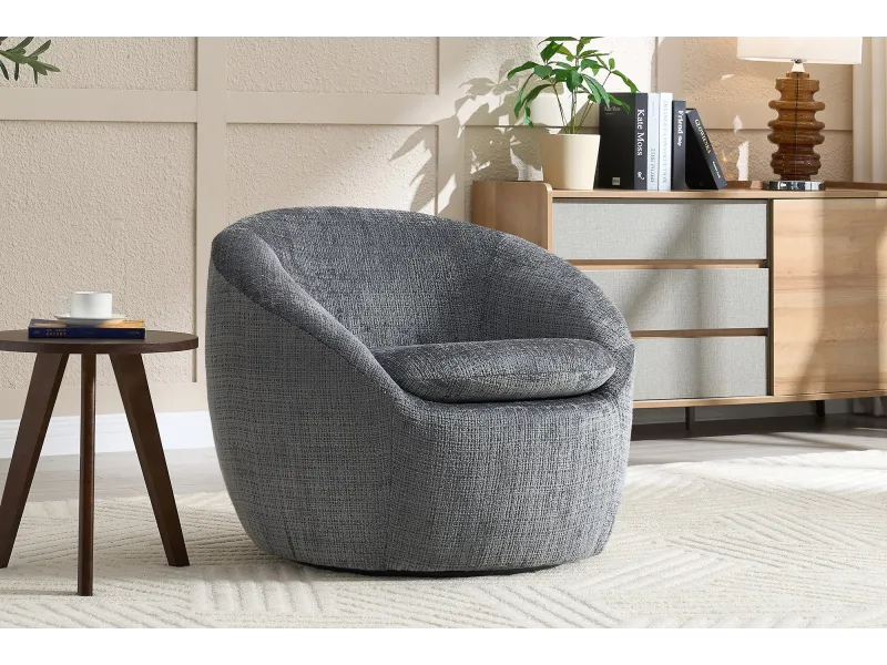 Fauteuil pivotant Alpine tissu texturé gris — Adeniahome
