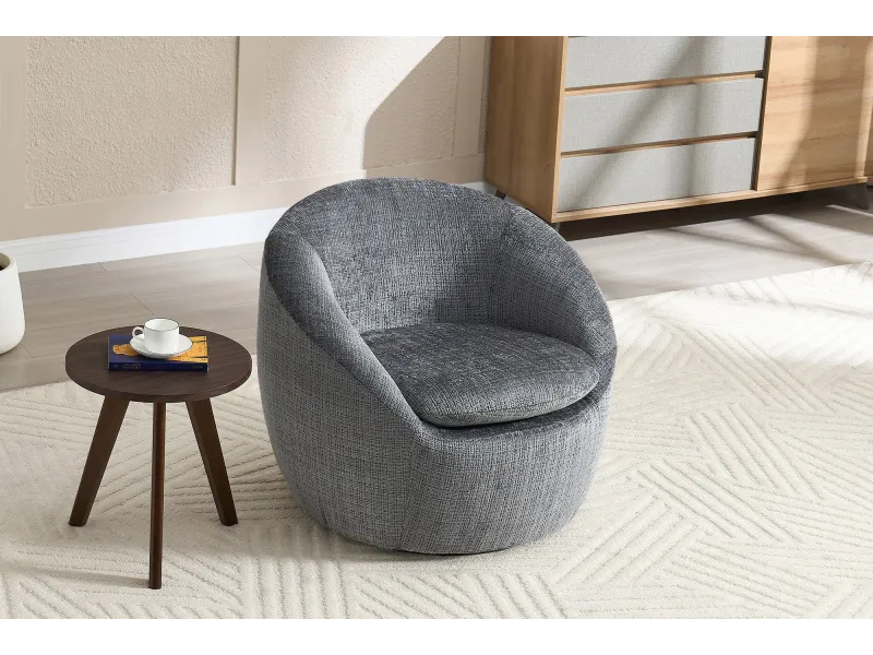 Fauteuil pivotant Alpine tissu texturé gris — Adeniahome