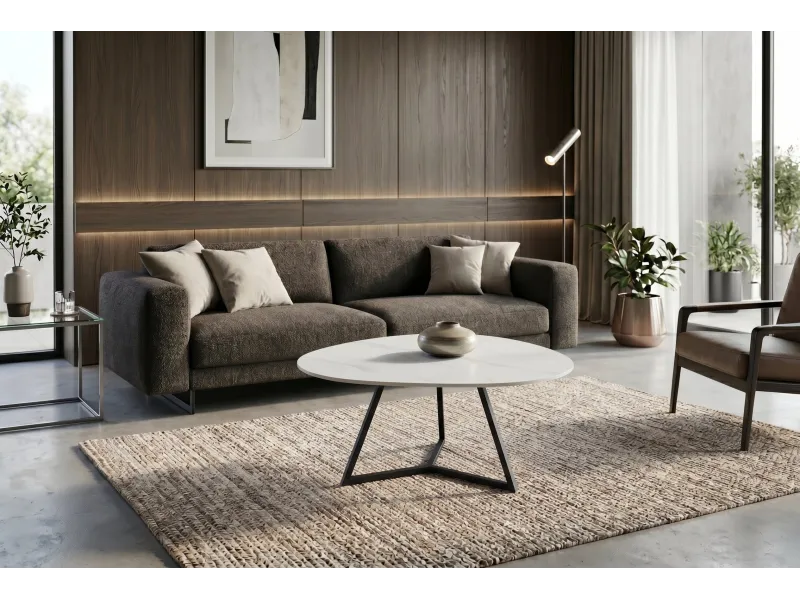 Table basse Marvelous céramique blanche 90 cm — Adeniahome