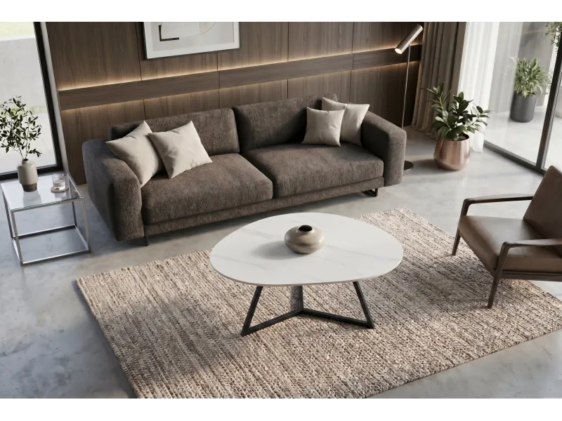 Table basse Marvelous céramique blanche 90 cm — Adeniahome