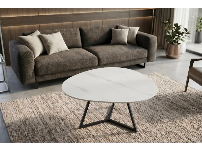 Table basse Marvelous céramique blanche 90 cm — Adeniahome