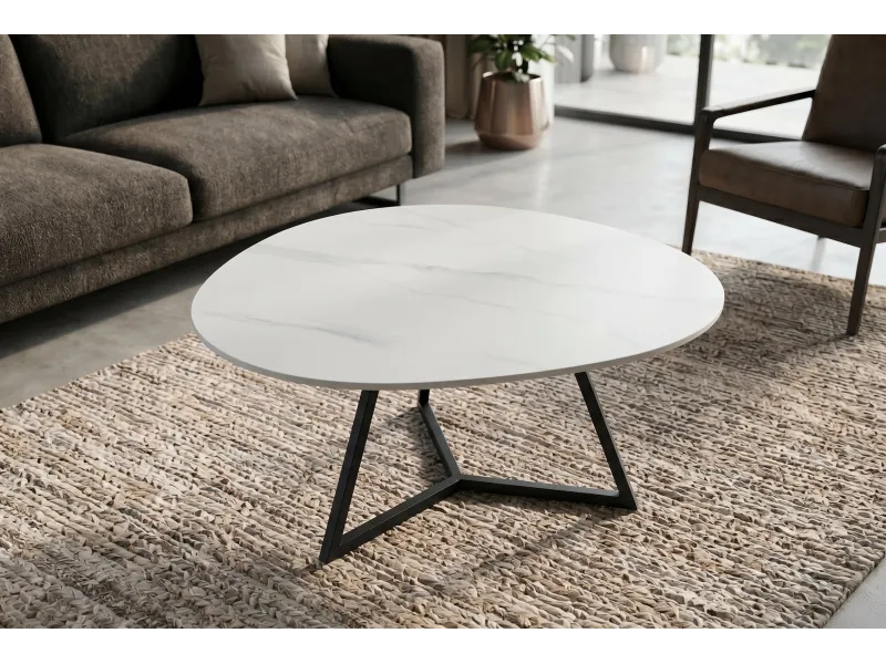 Table basse Marvelous céramique blanche 90 cm — Adeniahome