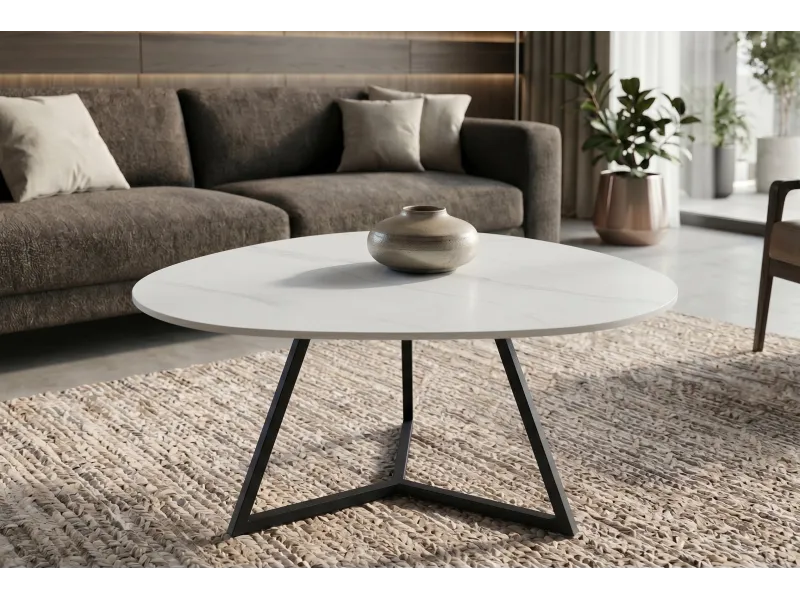 Table basse Marvelous céramique blanche 90 cm — Adeniahome