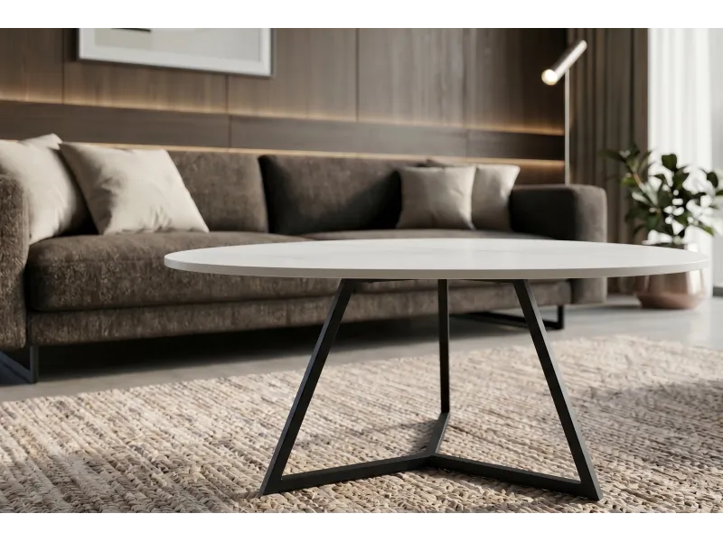 Table basse Marvelous céramique blanche 90 cm — Adeniahome