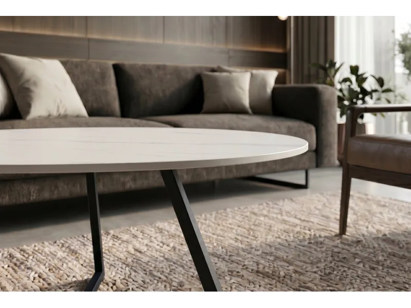 Table basse Marvelous céramique blanche 90 cm — Adeniahome