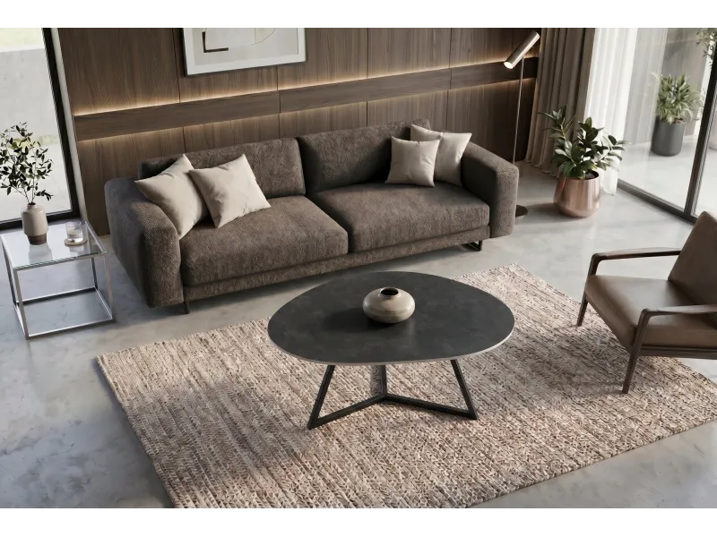 Table basse céramique grise 90 cm — Collection Marvelous