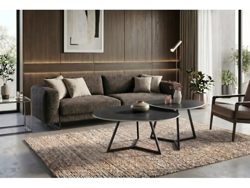 Table basse céramique grise 90 cm — Collection Marvelous