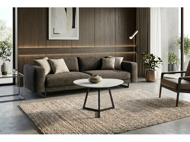 Table basse céramique blanche 70 cm — Collection Marvelous