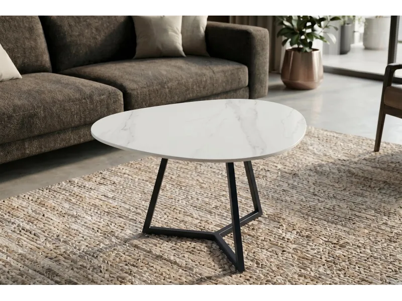 Table basse céramique blanche 70 cm — Collection Marvelous