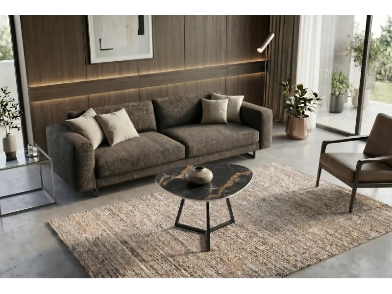 Table basse céramique 70 cm Aurora Oro noir or sable — Marvelous