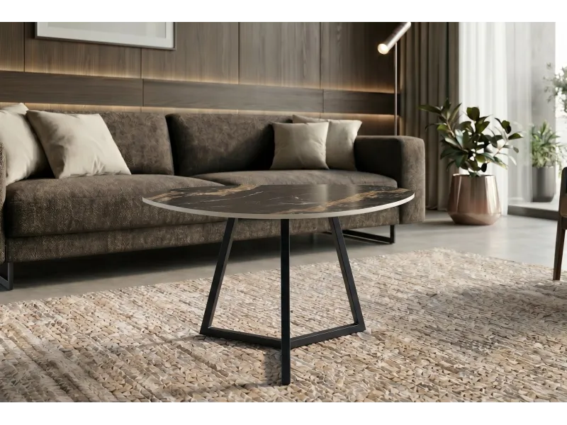 Table basse céramique 70 cm Aurora Oro noir or sable — Marvelous