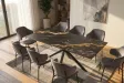 Table Galaxie céramique noire dorée 180 cm piètement étoilé