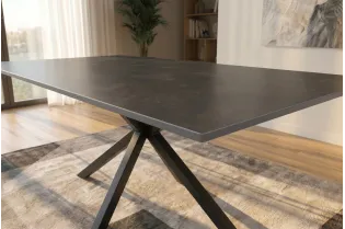Table Galaxie céramique grise 180 cm — Piètement étoilé noir 2