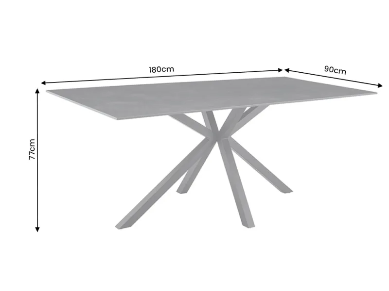 Table Galaxie céramique grise 180 cm — Piètement étoilé noir