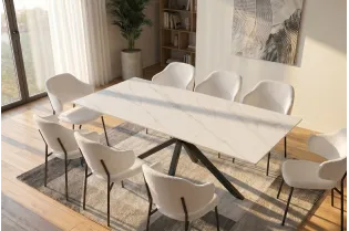 Table Galaxie céramique blanche 180 cm — Piètement étoilé