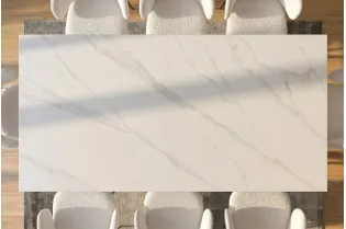 Table Galaxie céramique blanche 180 cm — Piètement étoilé 2
