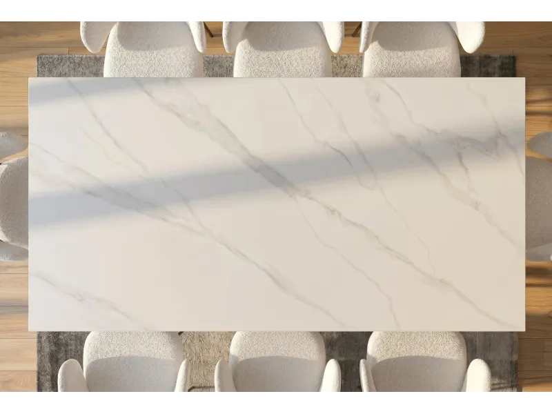 Table Galaxie céramique blanche 180 cm — Piètement étoilé