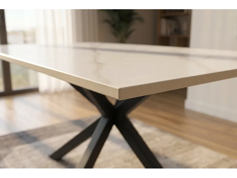 Table Galaxie céramique blanche 180 cm — Piètement étoilé
