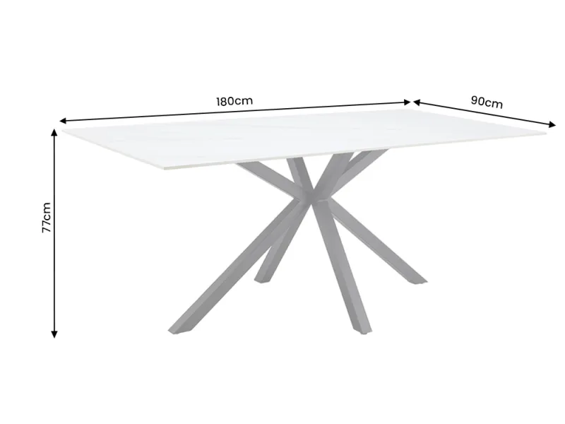 Table Galaxie céramique blanche 180 cm — Piètement étoilé