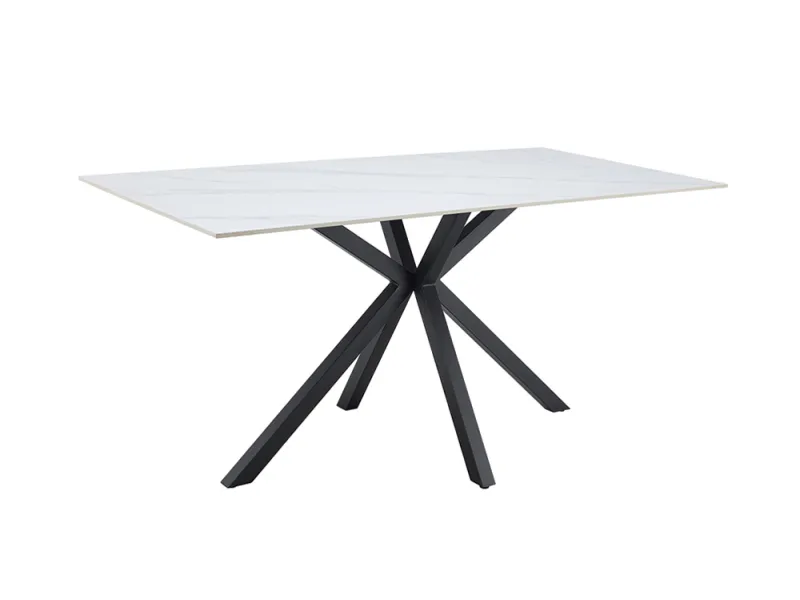 Table Galaxie céramique blanche 160 cm — Piètement étoilé