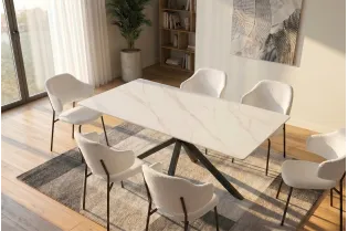 Table Galaxie céramique blanche 160 cm — Piètement étoilé